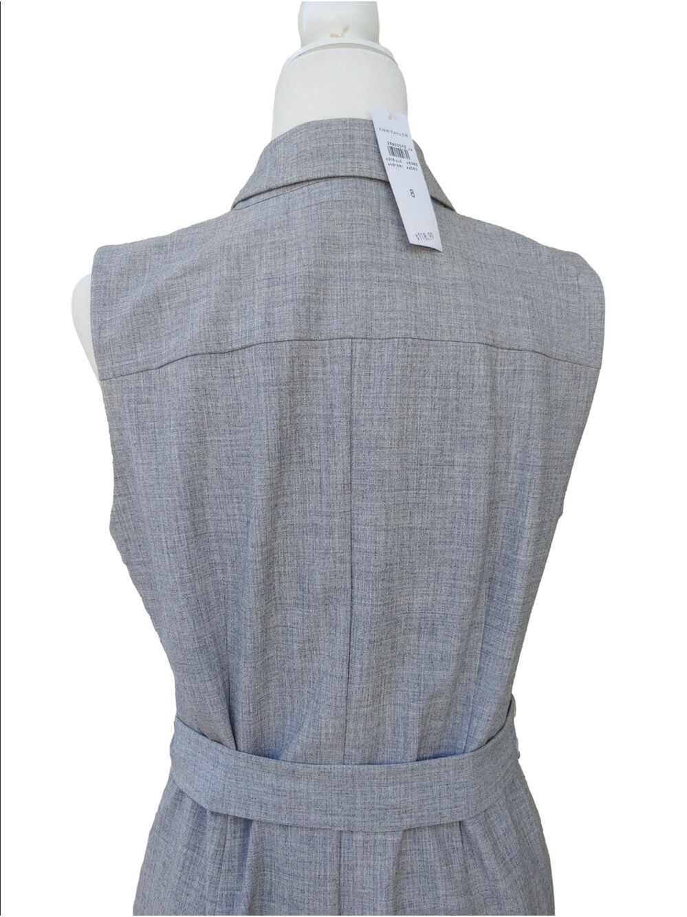 Ann Taylor NEW Gray Tie-Waist Sleeveless Blazer Dress Women's 8 NWT - Picture 8 of 16